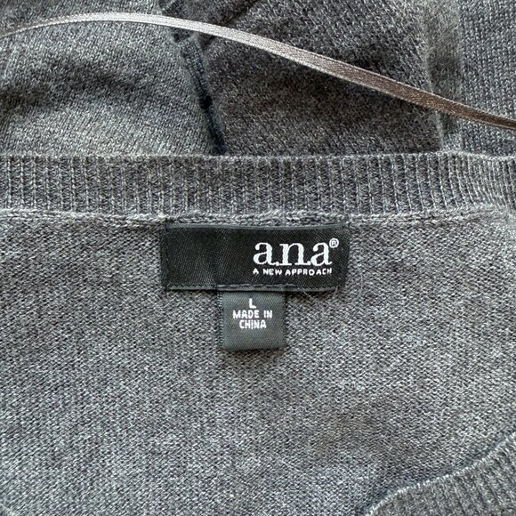 Ana Gray Long Sleeve Knit Sweater Dress Cotton/Poly Blend Womens Size Large - Picture 3 of 4